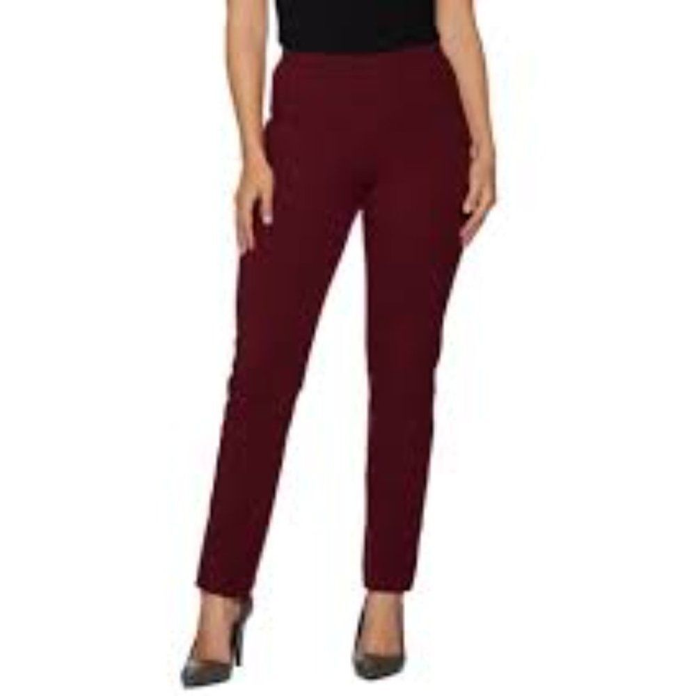 Women's Control Rene Greenstein Pull-on Slim Leg Pants in Burgundy Sz XS NWOT